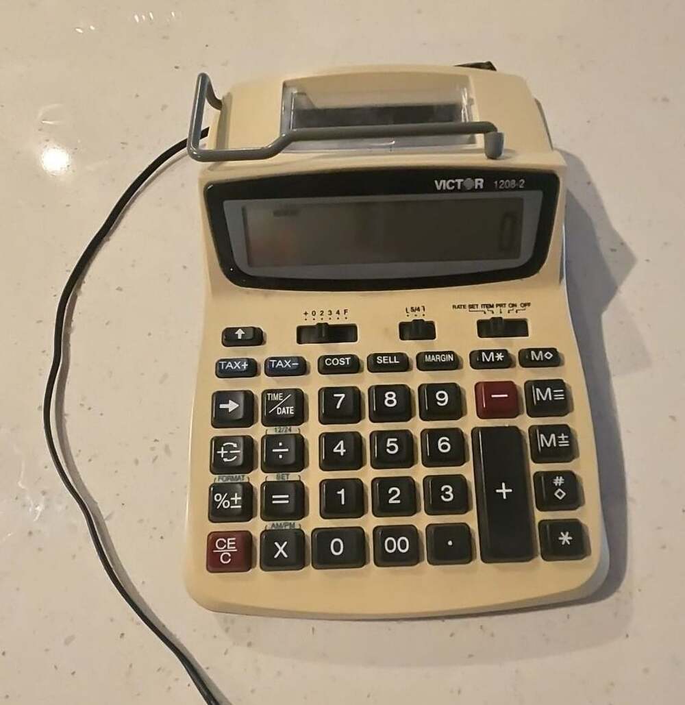Victor 1208-2 Compact Printing Calculator LCD 12-Digit
